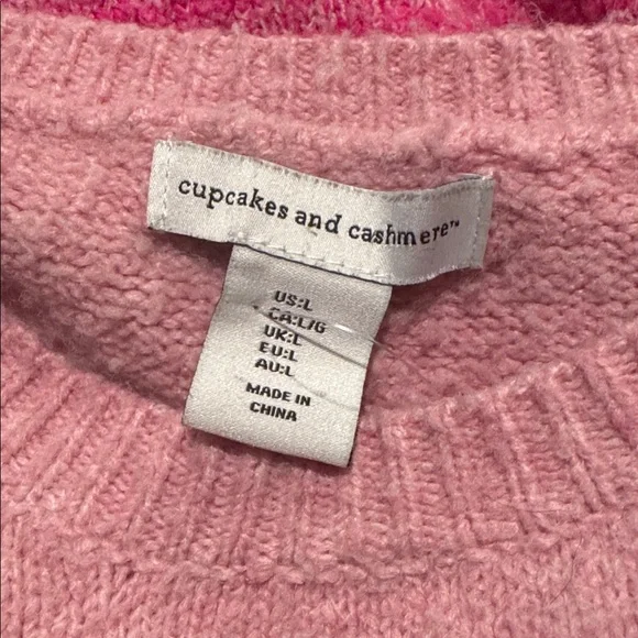 Cupcakes and Cashmere pink/marled fuschia/fuschia stripe colorblock sweater. Lrg - Picture 4 of 5